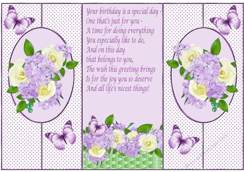Pretty lilac/lemon flowers with butterflies cut out