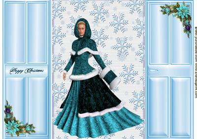 Lady in Turquiose Winter Coat Gatefold