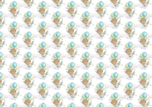 Cute baby teddy with blue balloons backing paper