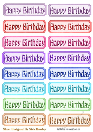  lots of lovely coloured Birthday Tags cut outs