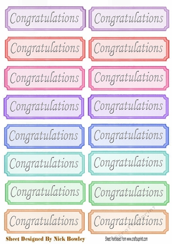  Congratulations Tags  with silver script a variety of colours cut outs
