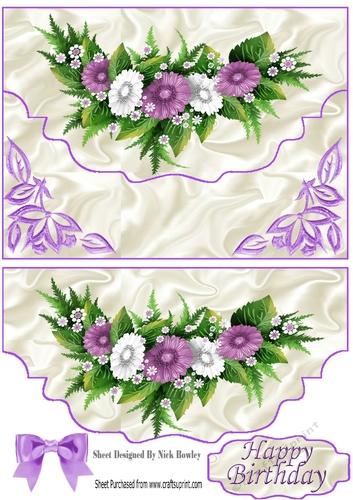 Pretty border of lilac flowers on envelope A5
