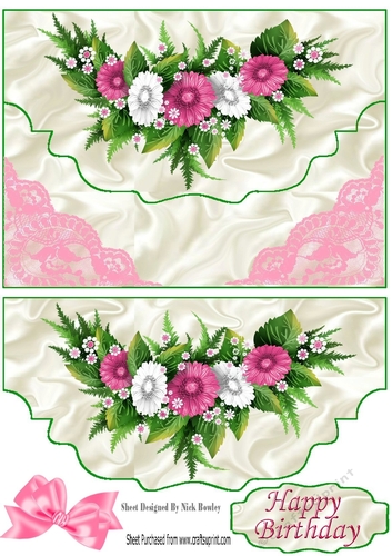 Pretty border of pink flowers on envelope A5