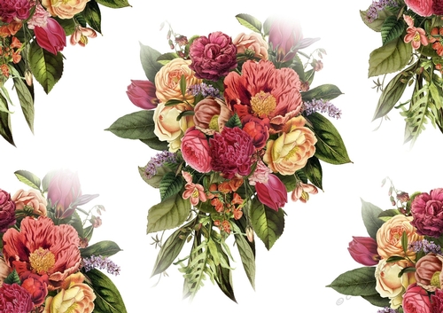   Beautiful vintage flowers backing paper (Big)