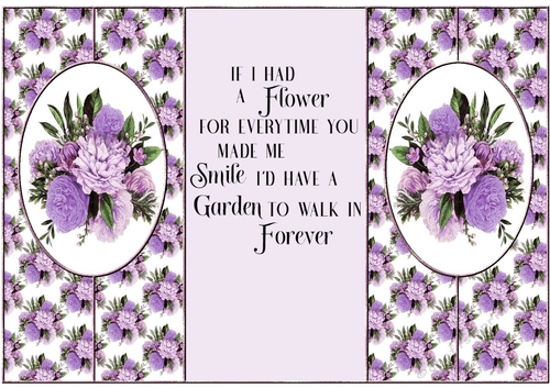 Pretty  lilac vintage flowers cut out stand alone card