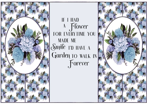 Pretty blue vintage flowers cut out stand alone card