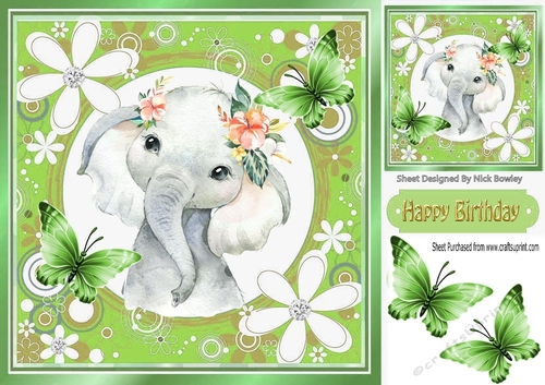 Pretty elel in floral frame with butterflies 7x7