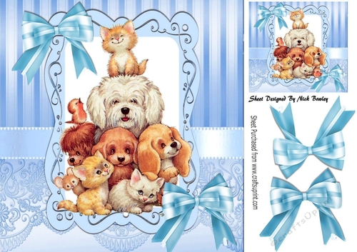 Cute best of friends together with blue bows 8x8