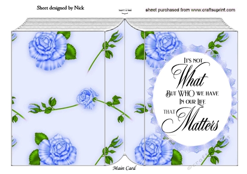 Pretty blue roses with lace and verse folded book