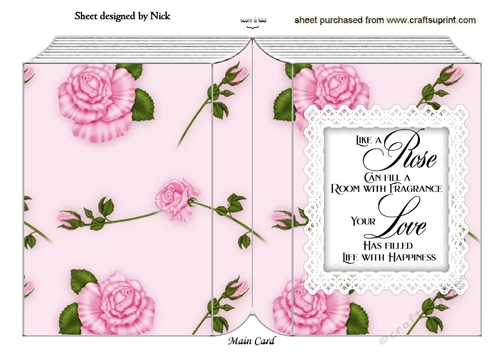 Pretty pink roses with square lace and verse folded book