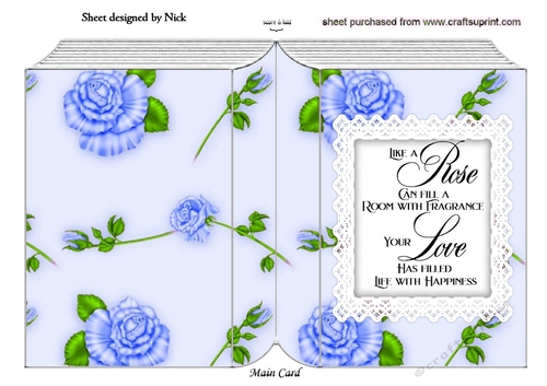 Pretty blue roses with square lace and verse folded book