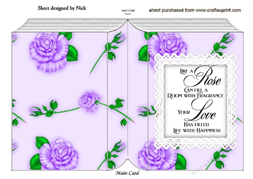 Pretty purple roses with square lace and verse folded book