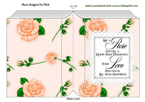 Pretty peach roses with square lace and verse folded book