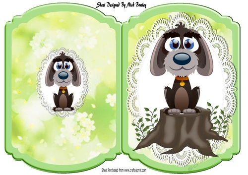 Cute puppy  on lace bracket card