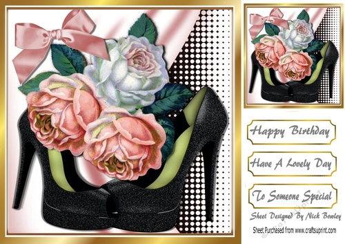Pretty shades of peach roses with shoes 8x8