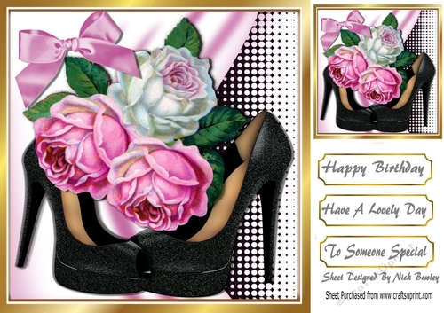 Pretty shades of pink roses with shoes 8x8