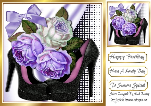 Pretty shades of purple/lilac roses with shoes 8x8