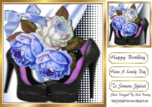 Pretty shades of blues roses with shoes 8x8