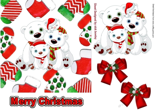 Cute polar bear family in christmas sock frame 7x7