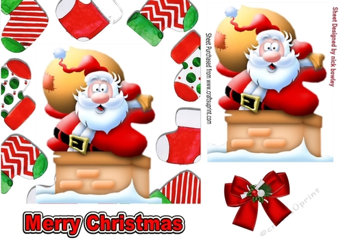 santa in the chimney in christmas sock frame 7x7