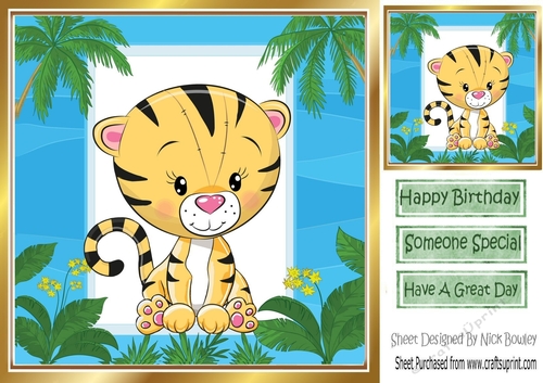 Lovely tiger in jungle frame 8x8