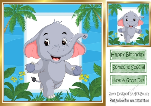 Lovely elephant in jungle frame 8x8