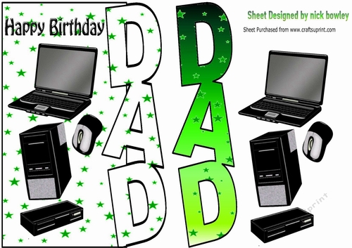 Over the edge, computers for DAD Birthday with green stars