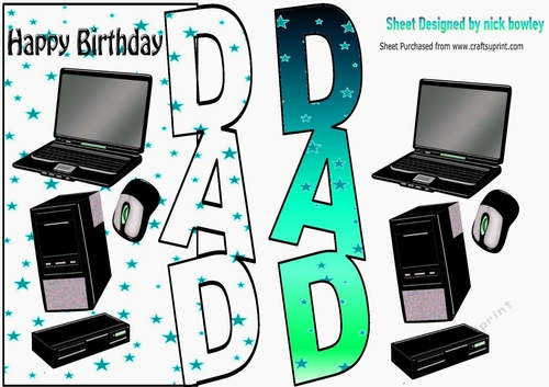 Over the edge, computers for DAD Birthday with turq stars