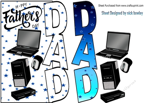 Over the edge, computers for DAD FATHERS DAY with blue stars