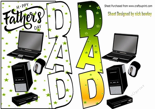 Over the edge, computers for DAD FATHERS DAY with green stars