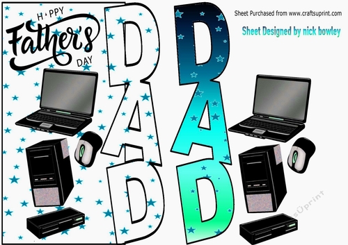 Over the edge, computers for DAD FATHERS DAY with turq stars