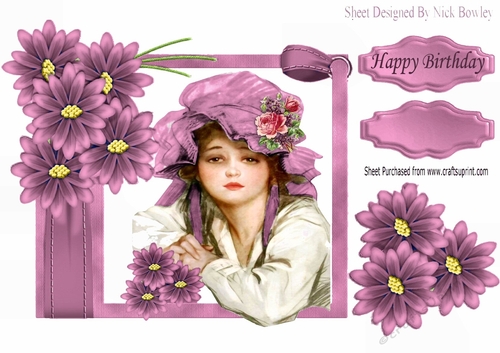 pretty bonnet girl with pink flowers and bow