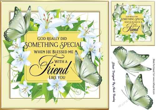 Pretty lilies with green butterflies and FRIENDverse 8x8