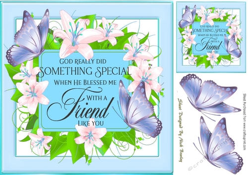 Pretty lilies with lilac butterflies and FRIENDverse 8x8