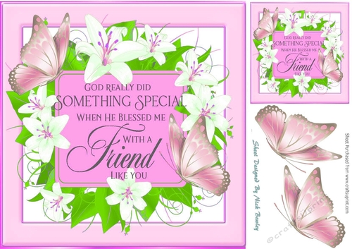 Pretty lilies with pink butterflies and FRIENDverse 8x8