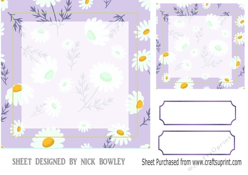 Pretty lilac/daisy card/front/insert 7x7