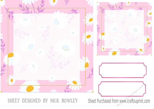 Pretty pink/daisy card/front/insert 7x7