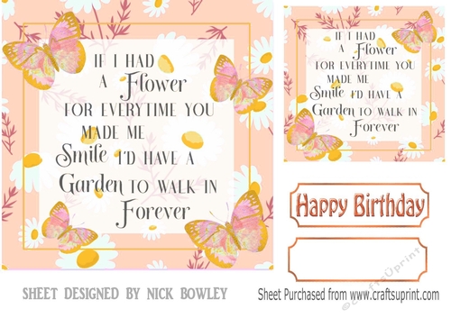 Pretty peach/daisy card/front/insert with verse 7x7