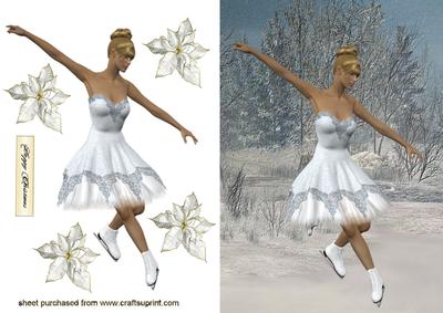 Beautiful Iceskater with Snow Scene Background