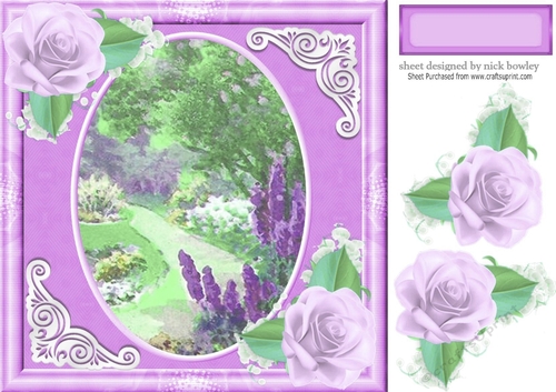 Pretty garden with lilac roses 8x8