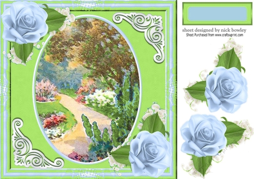 Pretty garden with roses green 8x8