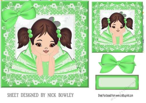 Cute little ballerina in green (four) 7x7