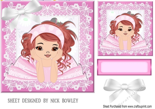 Cute little ballerina in pink red hair (one) 7x7
