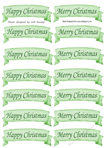 Green HAPPY CHRISTMAS & MERRY CHRISTMAS  Tags Cutouts