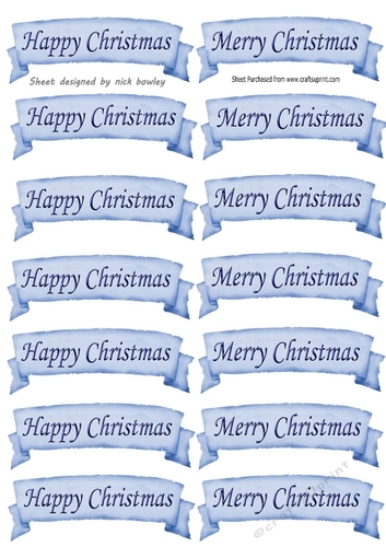 Blue HAPPY CHRISTMAS & MERRY CHRISTMAS  Tags Cutouts