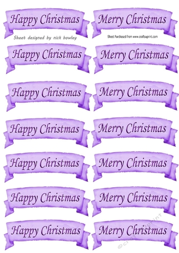 Purple HAPPY CHRISTMAS & MERRY CHRISTMAS  Tags Cutouts