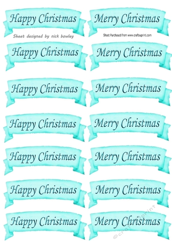Turq HAPPY CHRISTMAS & MERRY CHRISTMAS  Tags Cutouts