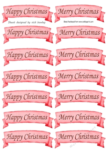 Red HAPPY CHRISTMAS & MERRY CHRISTMAS  Tags Cutouts