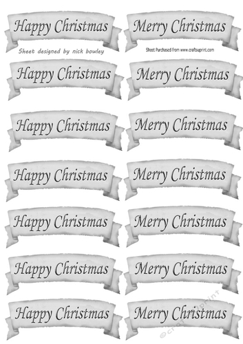 Silver HAPPY CHRISTMAS & MERRY CHRISTMAS  Tags Cutouts