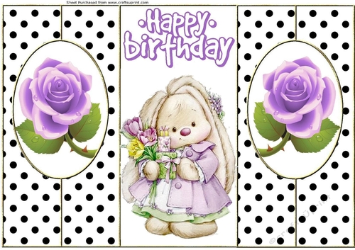 Cut and fold black/white polka dot with bunny with flowers